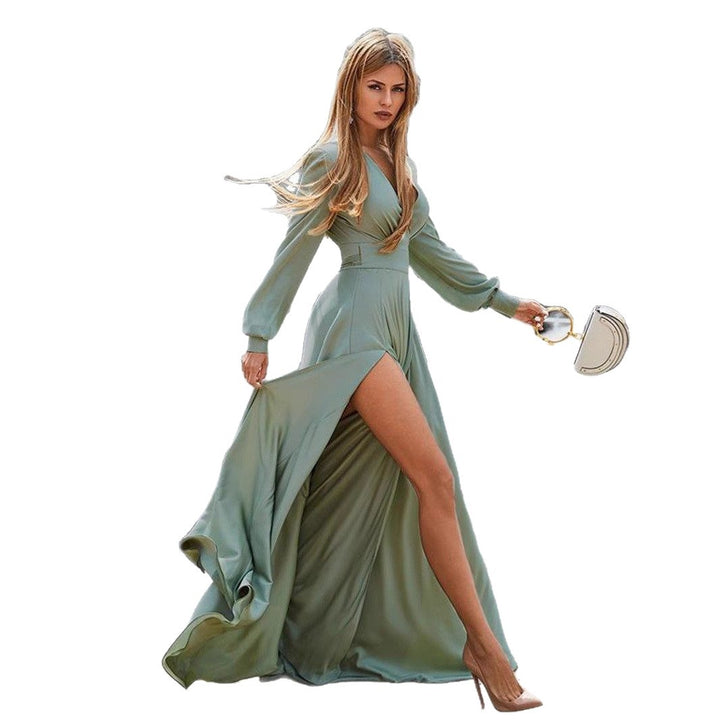 Damen Maxikleid mit schickem Wickeldesign und raffinierten Seitenschlitzen Drune