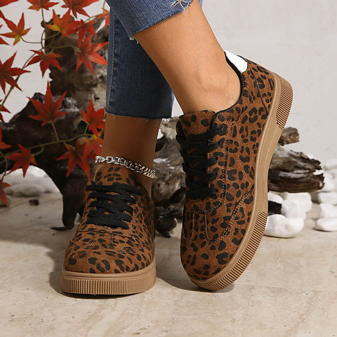 Damen Sneakers im attraktiven Leopardenmuster mit atmungsaktiver Oberflächenstruktur Drune