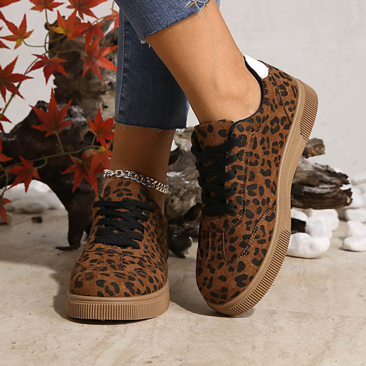 Damen Sneakers im attraktiven Leopardenmuster mit atmungsaktiver Oberflächenstruktur Drune