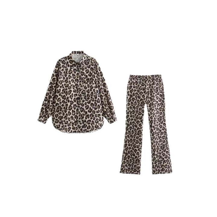 Damen Weite Leopardenmuster-Hose Drune