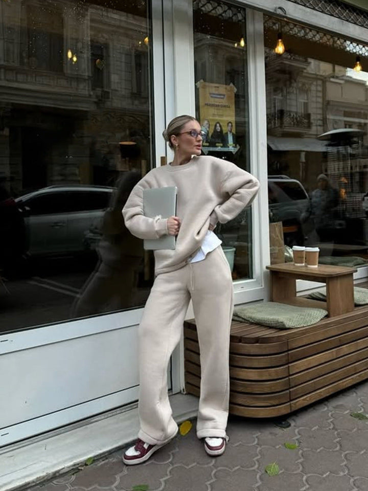 Damen lässiges Sweatshirt und weite Jogginghose Set Drune