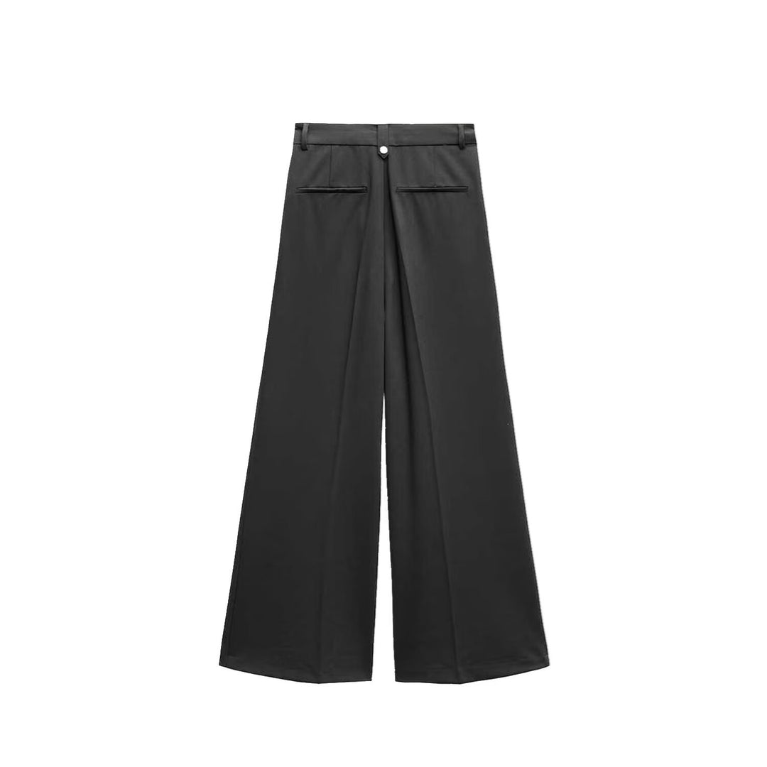 Damen elegante weite Hosen mit hoher Taille und Faltenwurf Drune