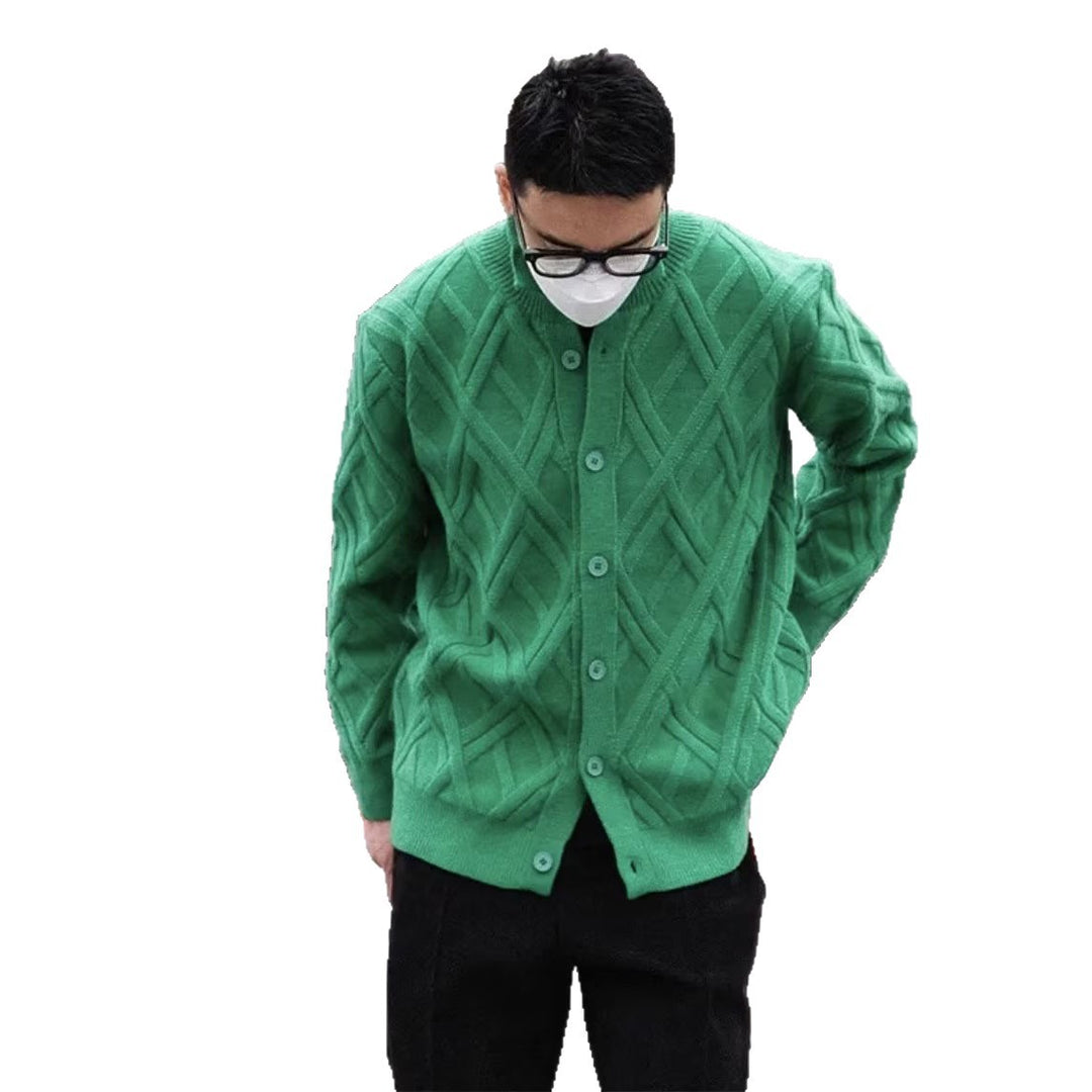 Herren Modische Strickjacke mit einem eleganten Zopfmuster Drune