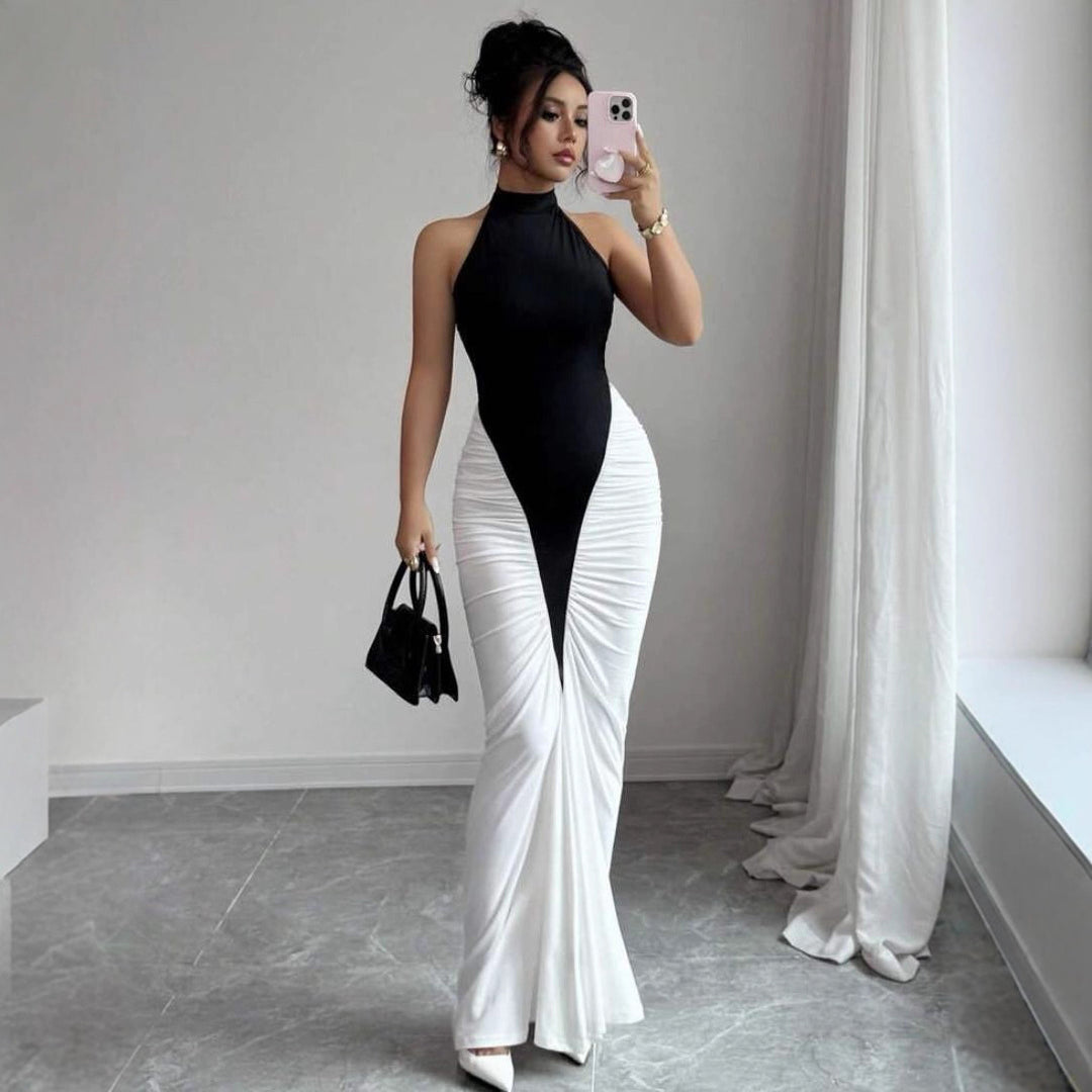 Damen Elegantes, figurbetontes Abendkleid mit Kunstseiden-Raffung Drune