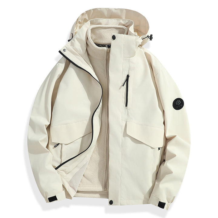 Herren Leichte Softshell-Regenjacke mit herausnehmbarem Fleecefutter, versiegelten Nähten und Multifunktions‑Taschen Drune