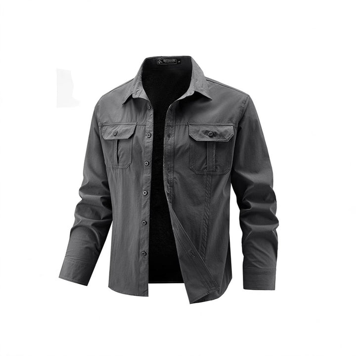 Herren Lässige Hemdjacke mit Brusttaschen Drune