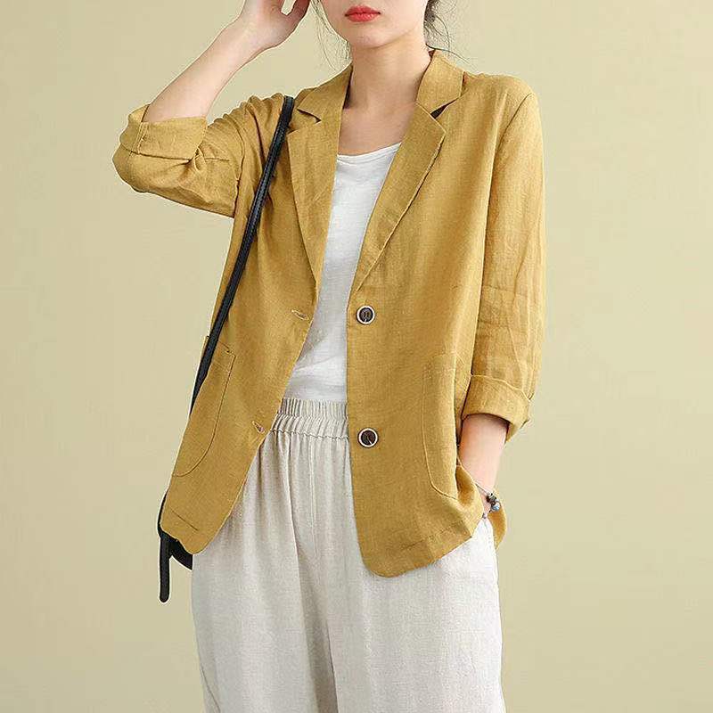Damen lässiger blazer mit modischen Kontrastknöpfen Drune