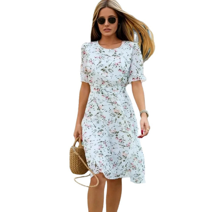 Damen Midi-Kleid mit floralem Design und fließendem Schnitt Drune
