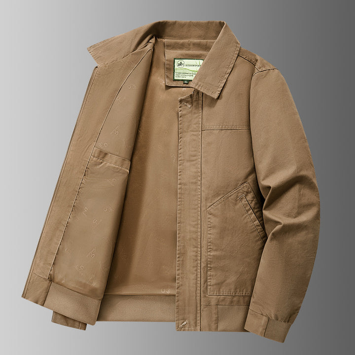 Herren o-Baumwoll-Twill-Arbeitsjacke mit schrägen Handtaschen und geripptem Saum Drune