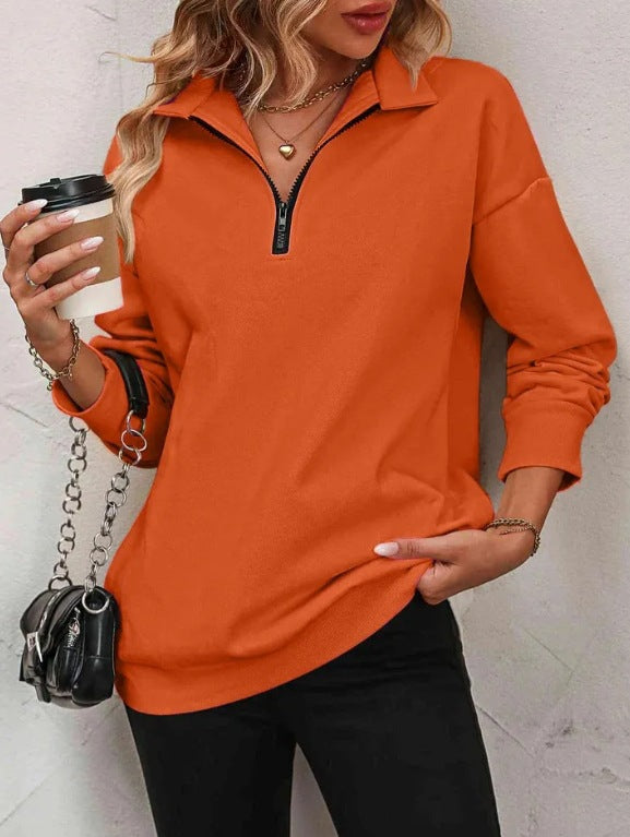 Damen Sweatshirt mit halbem Reißverschluss Drune