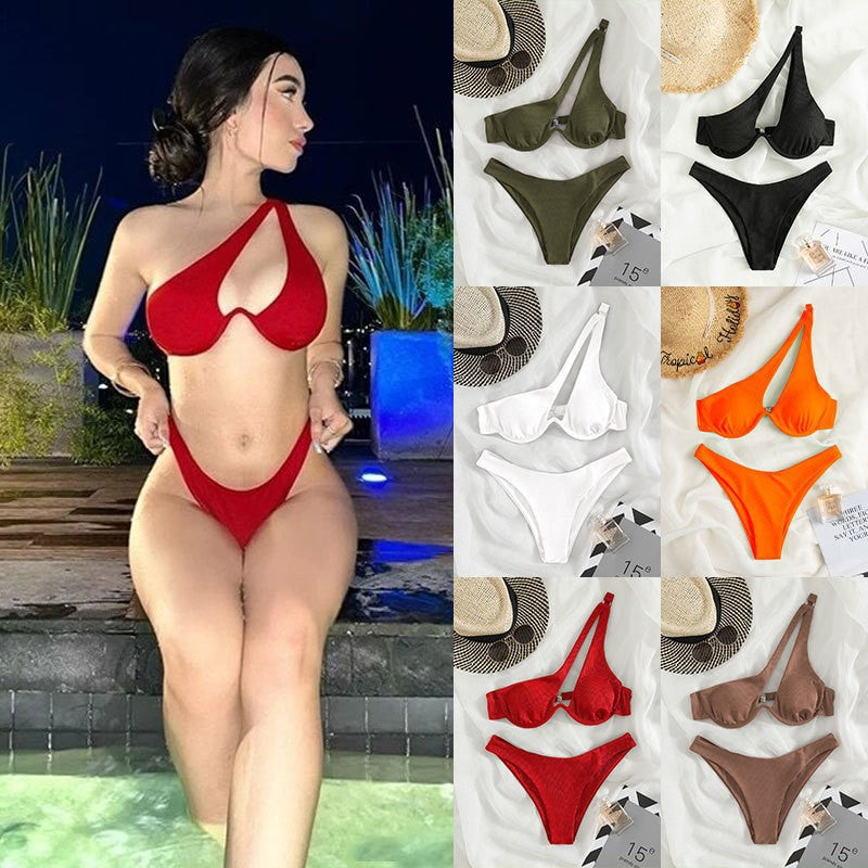 Damen Triangel-Bikini mit asymmetrischem Schnitt und strukturiertem Design Drune