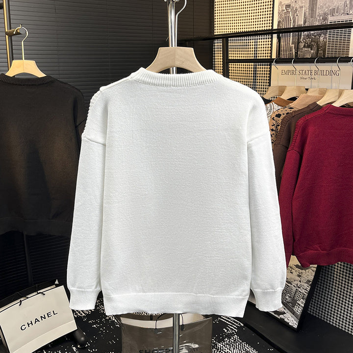 Herren Strukturierter Patchwork-Strickpullover mit Rundhals und gerippten Einsätzen Drune