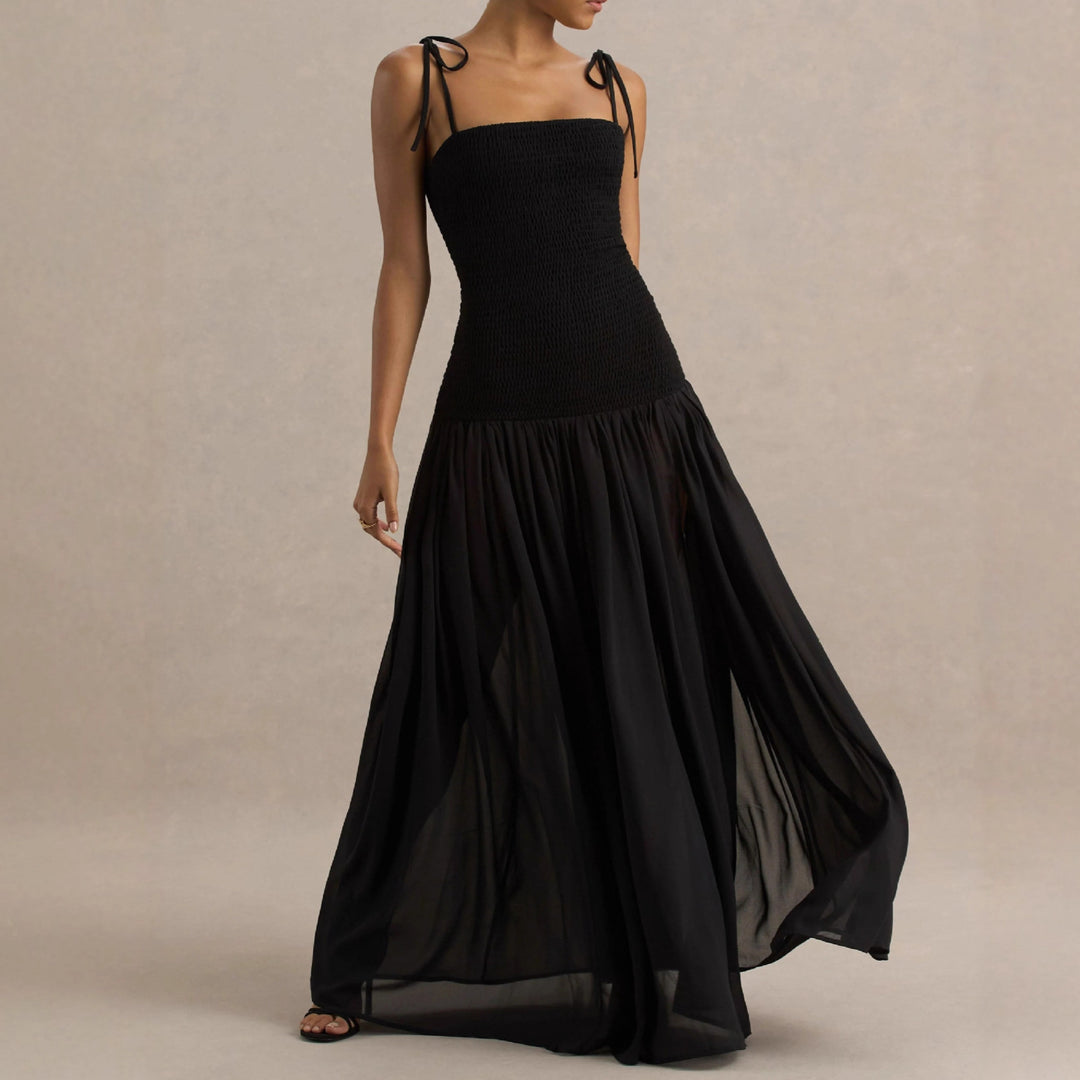Damen Maxi-Kleid mit verstellbaren Spaghettiträgern und elegantem Schnitt Drune
