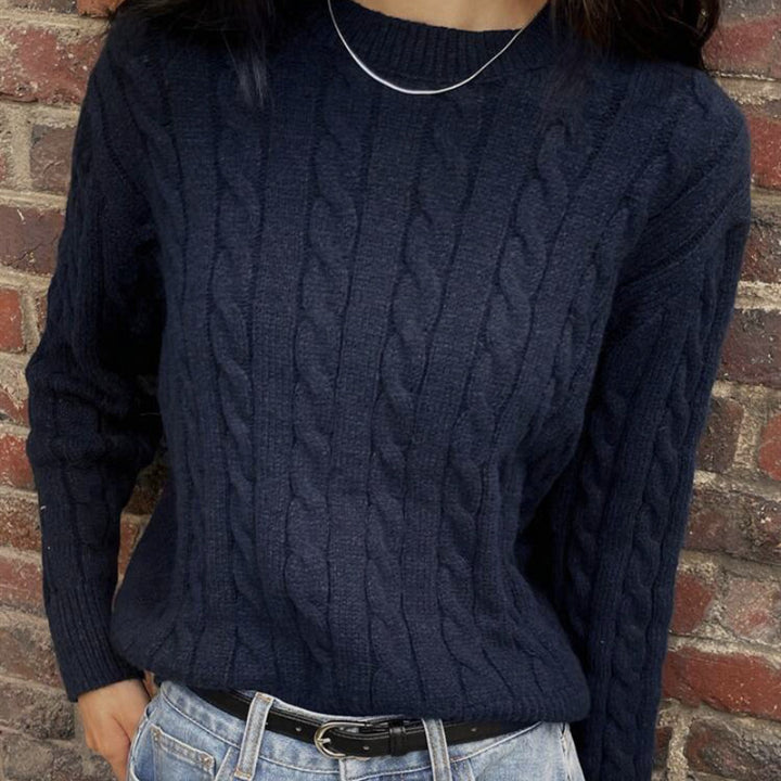 Damen Feiner Kabelstrickpullover mit Zopfmuster, Boxy‑Passform und verlängerten Rippbündchen Drune
