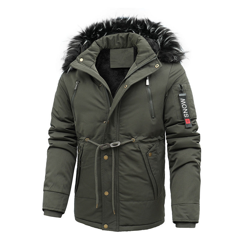 Herren Urbaner Thermoparka mit abnehmbarer Kunstpelzkapuze und Taillen-Kordelzug Drune