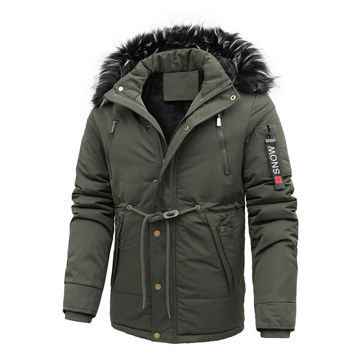 Herren Urbaner Thermoparka mit abnehmbarer Kunstpelzkapuze und Taillen-Kordelzug Drune