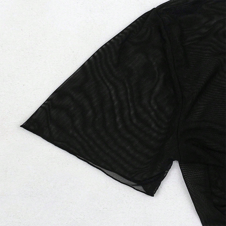 Damen Transparente Kurzarm Bluse Drune