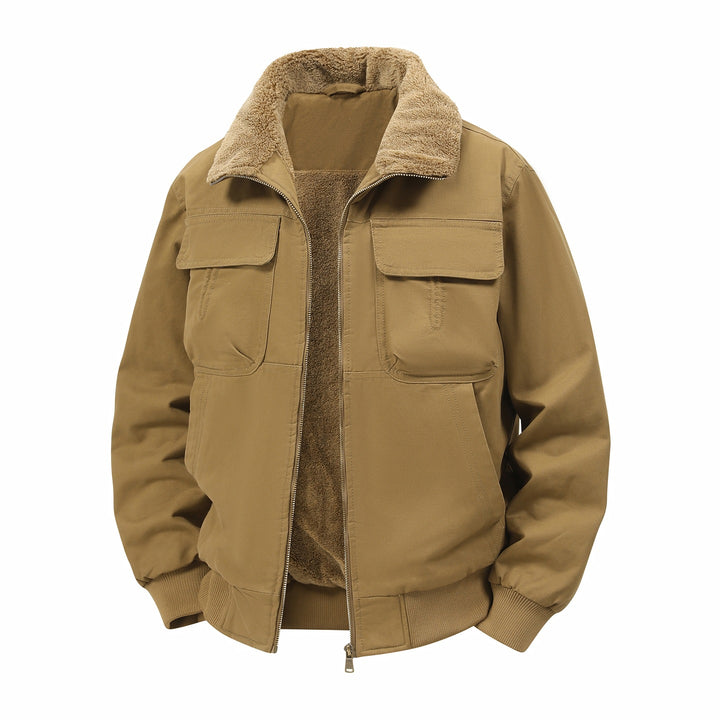 Herren Thermo-Bomberjacke im Fieldstil mit Teddykragen, aufgesetzten Brusttaschen & Reißverschluss Drune