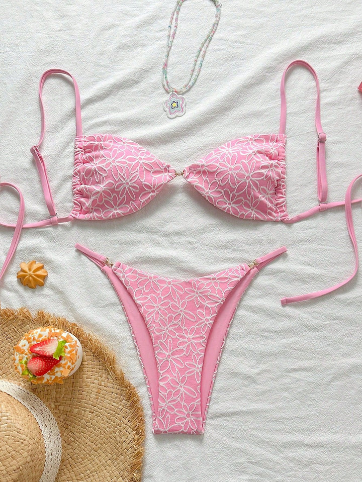 Damen attraktiver Blumenmuster-Bikini Drune