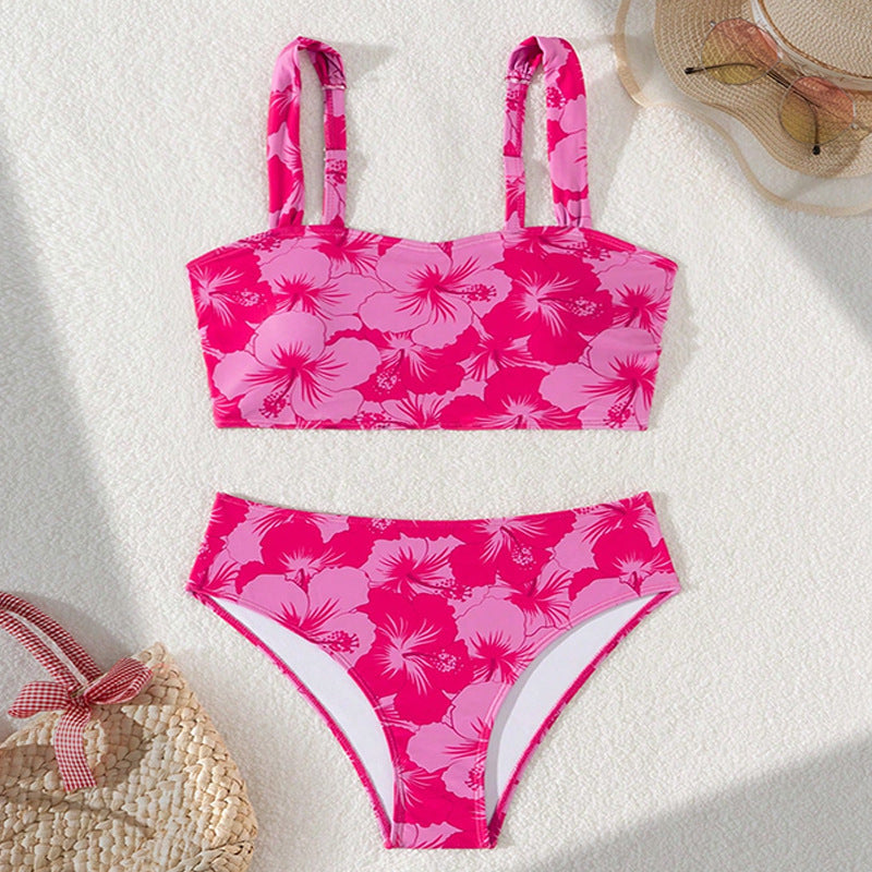 Damen Bikini-Set mit breiten Trägern und floralem Muster Drune