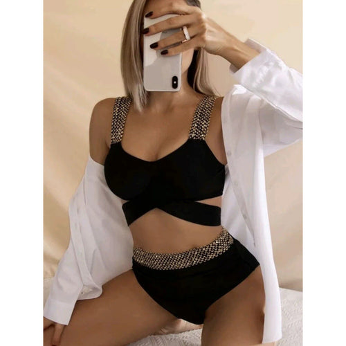 Damen Bikini-Set mit glamourösen Akzenten und hohem Bund Drune