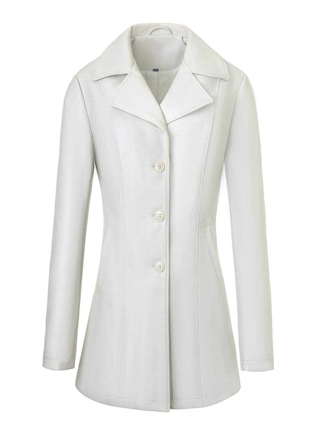 Damen Elegante Slim-Fit Kunstlederjacke Drune