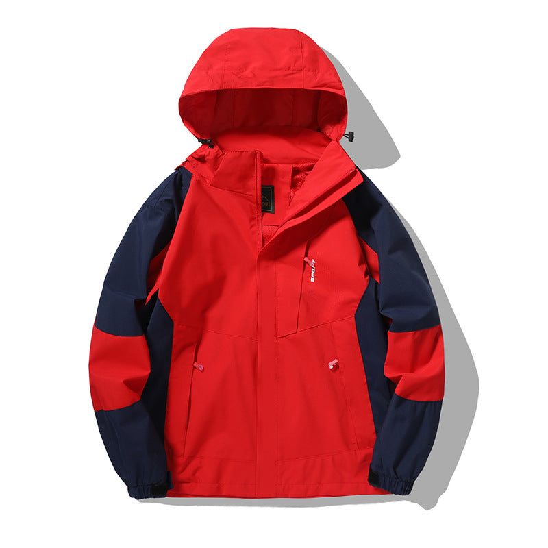 Herren wind- und wasserabweisende Outdoor-Hoodiejacke mit Belüftungsnetz, verstellbarer Kapuze und verdeckter Frontblende Drune