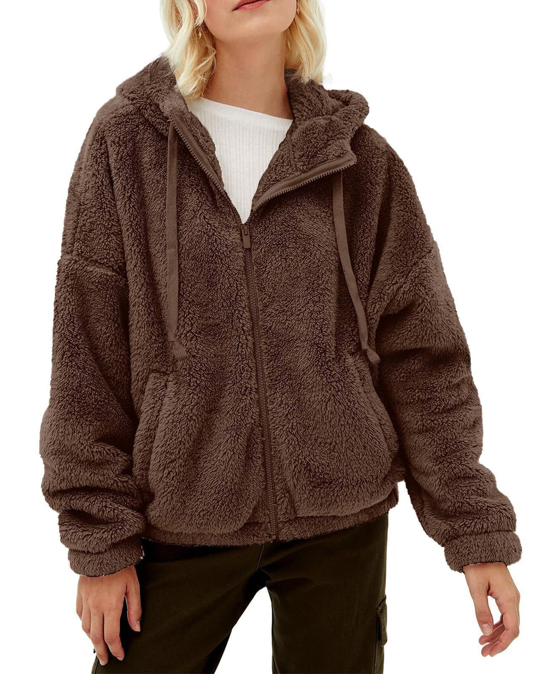Damen Fleecejacke mit kuscheligem Innenfutter und praktischem Kapuzen-Design Drune