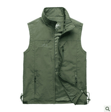 Herren Utility-Outdoorweste mit atmungsaktivem Meshfutter, Reißverschluss‑Taschen und verstellbarem Saum Drune