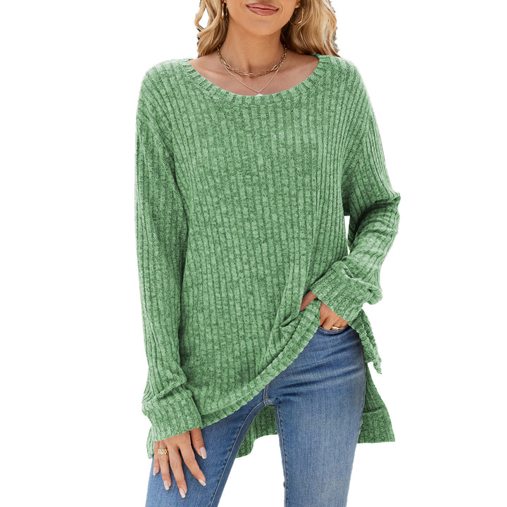 Damen lässiges Langarmshirt aus samtigem Rippstrick Drune