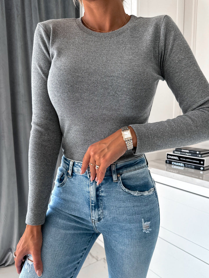 Damen Langarm-Shirt mit strukturierter Oberfläche und figurbetonter Passform Drune