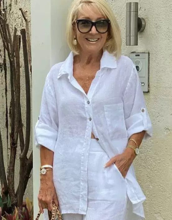 Damen Leichte Leinenbluse Drune