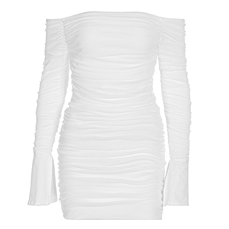 Damen Off-Shoulder Minikleid mit Rüschendetails und figurbetontem Schnitt Drune