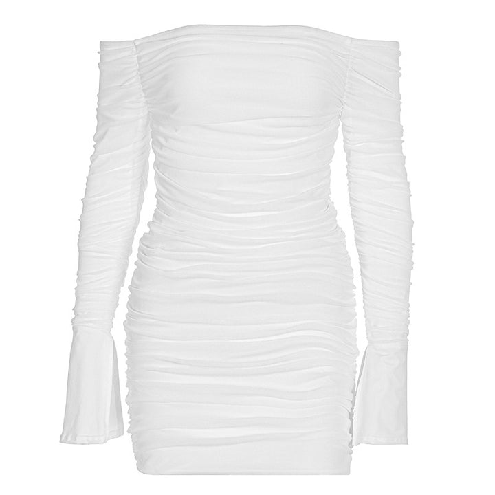 Damen Off-Shoulder Minikleid mit Rüschendetails und figurbetontem Schnitt Drune
