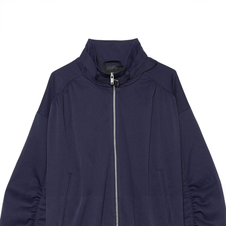 Damen Kurzer Nylon-Blouson mit hohem Stehkragen und gerafften Ballonärmeln Drune