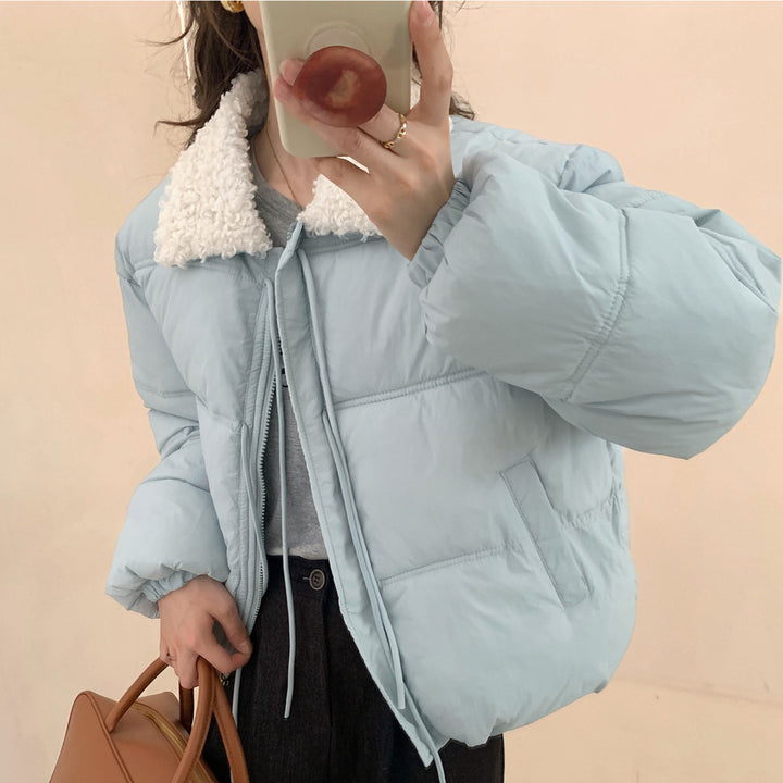 Damen Trendige Steppjacke mit Teddykragen und praktischen Taschen Drune