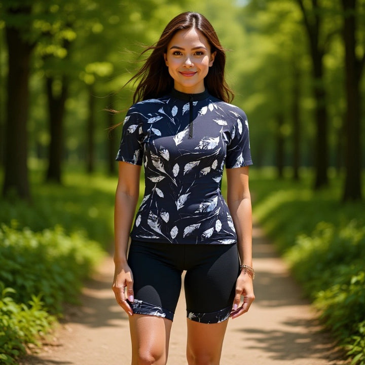 Damen Sportlicher Kurzarm Schwimmanzug mit floralem Muster Drune