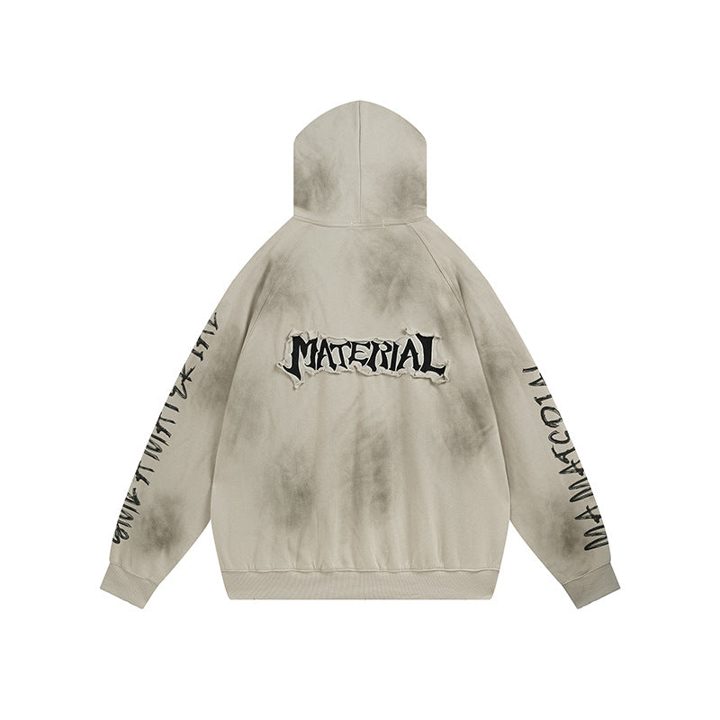 Unisex Kapuzenpullover im Oversize‑Cut mit Batik‑Wash und Statement‑Rückenprint Drune