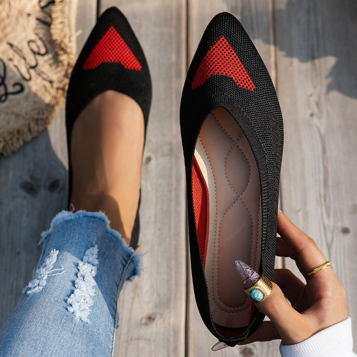 Damen Ballerinas mit kreativem Hahnentrittmuster und flexiblem Fußbett Drune