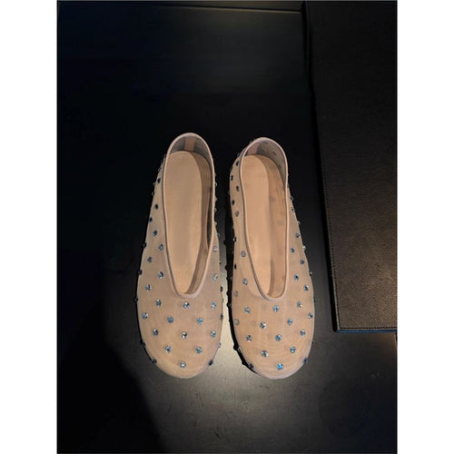 Damen Transparente Mesh‑Ballerinas mit funkelnden Strassapplikationen Drune