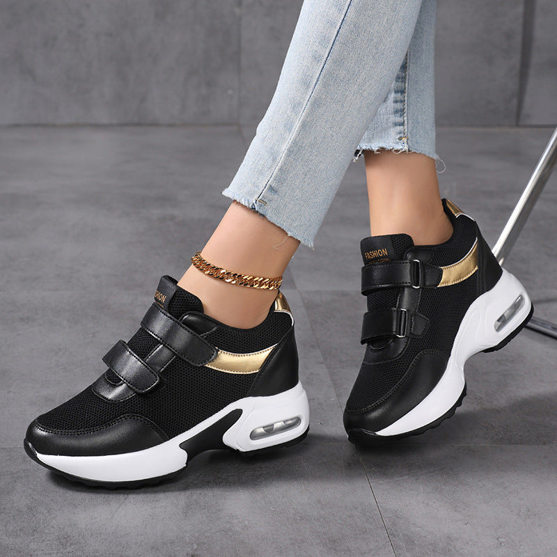 Damen nan sportliche Plateausneaker mit Klettverschluss und sichtbarer Luftpolstersohle aus atmungsaktivem Mesh Drune