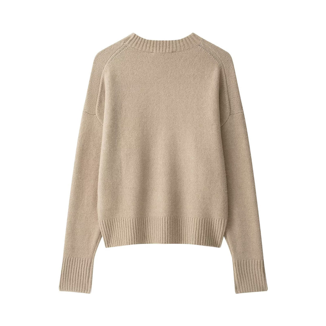 Damen Feiner Oversize-Pullover mit Rundhals und verlängerten Rippbündchen Drune