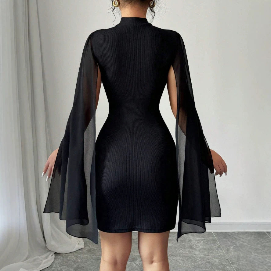 Damen Kleid mit eleganten Flügelärmeln und figurbetontem Schnitt Drune