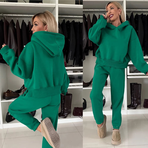 Damen bequemer Hoodie und lässige Jogginghose Set Drune