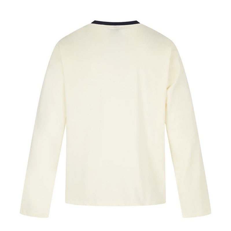 Damen Langarmshirt mit Vintage-Illustration, Kontrastkragen und Relaxed-Fit Drune