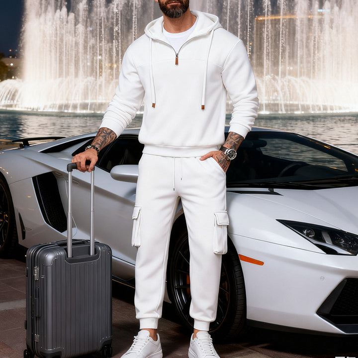 Herren Cargo-Joggerhose mit multifunktionalen Klapptaschen elastischem Bund und gerippten Bündchen Drune