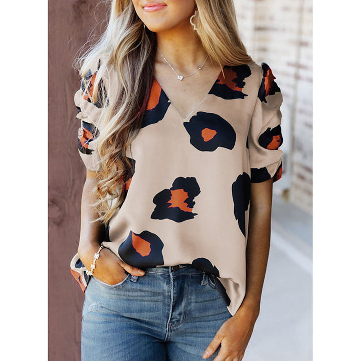 Damen Bluse mit modischem Blumendruck und eleganten Puffärmeln Drune