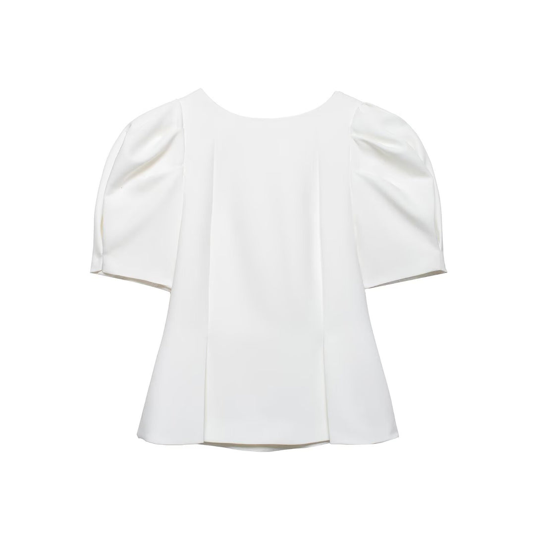 Damen Elegante A-Linien-Bluse mit formgebenden Teilungsnähten und Puffärmeln Drune