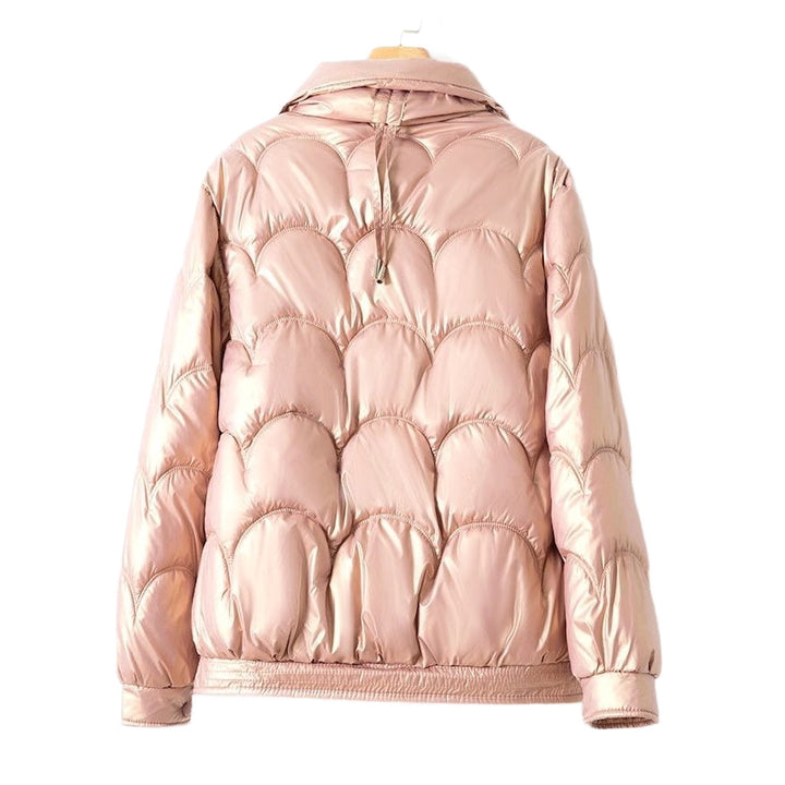 Damen Glänzende Steppjacke mit hohem Kragen Drune