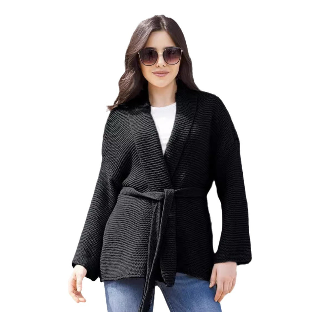 Damen Strickjacke mit Bindegürtel und lässigem Schnitt Drune